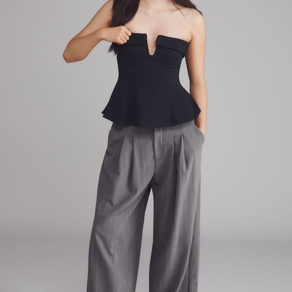 NEW NWT Anthropologie Maeve Strapless plunge black top size 2